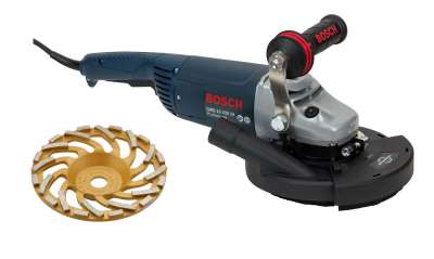 Betonschleifer 3800W Leistungsstarkem Motor | Langer Handgriff | ø180mm Diamantschleiftopf | 0-6000 RPM, 6 Geschwindigkeit | Betonfräse Sanierungsfräse Mauerfräse Putzfräse mit Absaughaube